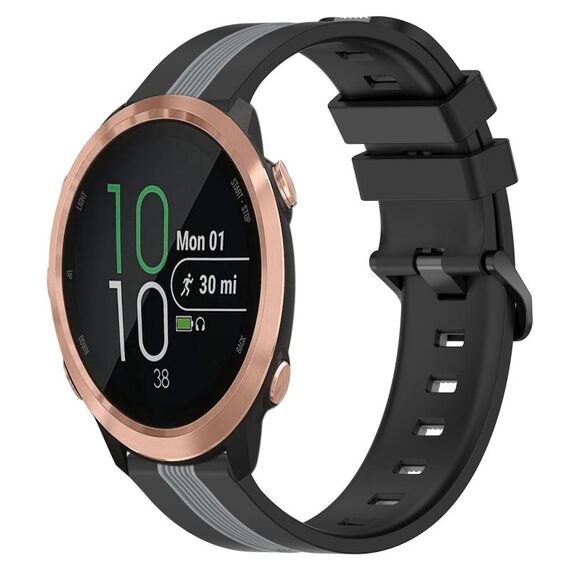 Per Garmin Forerunner 645 Music Cinturino in silicone bicolore verticale da 20 mm (nero + grigio)