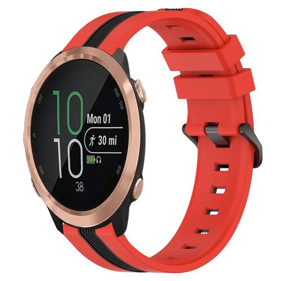 Per Garmin Forerunner 645 Music Cinturino in silicone bicolore verticale da 20 mm (rosso + nero)
