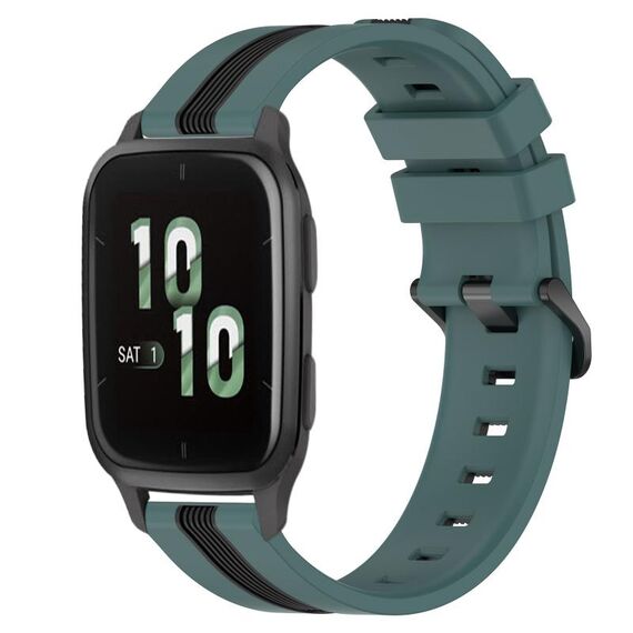 Per Garmin Forerunner Sq2 Cinturino in silicone bicolore verticale da 20 mm (verde + nero)