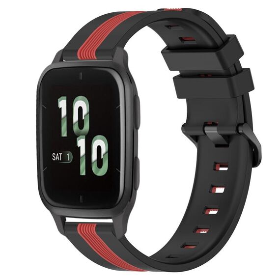 Per cinturino in silicone bicolore verticale da 20 mm Garmin Forerunner Sq2 (nero + rosso)