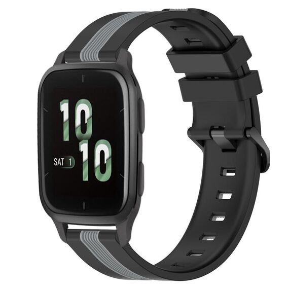 Per Garmin Forerunner Sq2 Cinturino in silicone bicolore verticale da 20 mm (nero + grigio)
