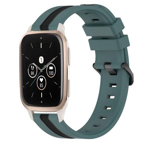 Per Garmin Forerunner Sq2 Music Cinturino in silicone bicolore verticale da 20 mm (verde + nero)