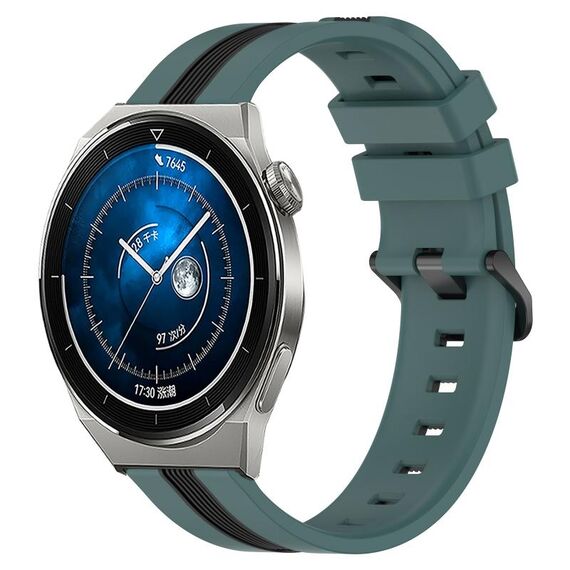 Per Huawei Watch GT3 Pro 43mm 20mm Cinturino in silicone bicolore verticale (verde + nero)