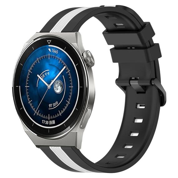 Per Huawei Watch GT3 Pro 43mm 20mm Cinturino in silicone bicolore verticale (nero + bianco)