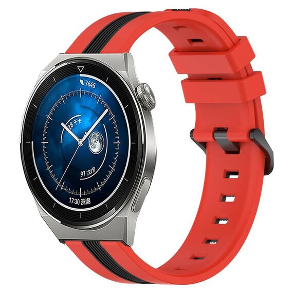 Per Huawei Watch GT3 Pro 43mm 20mm Cinturino in silicone bicolore verticale (rosso + nero)