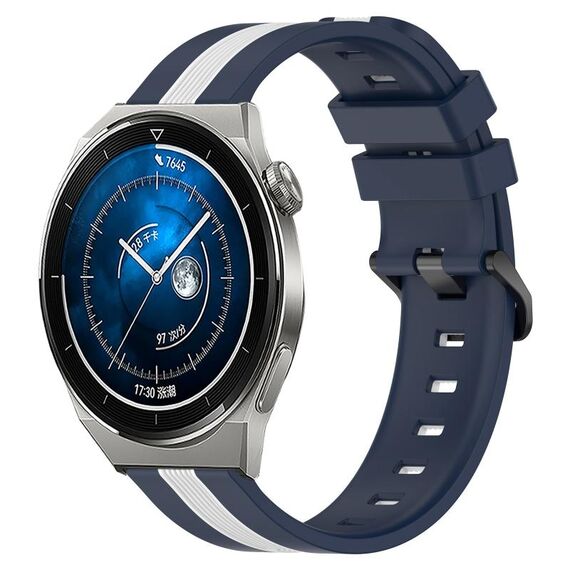 Per Huawei Watch GT3 Pro 43mm 20mm Cinturino in silicone bicolore verticale (blu + bianco)