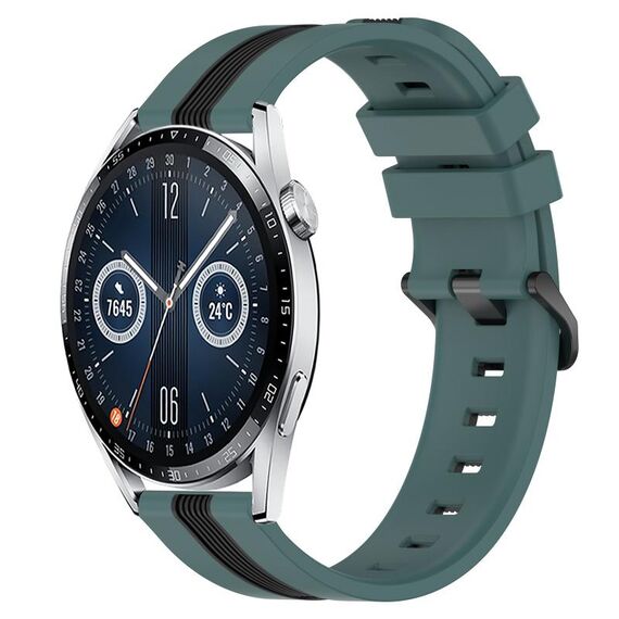 Per Huawei Watch GT3 42mm 20mm Cinturino in silicone bicolore verticale (verde + nero)