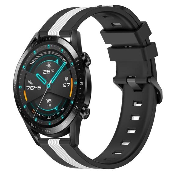Per Huawei Watch GT2 42mm 20mm Cinturino in silicone bicolore verticale (nero + bianco)