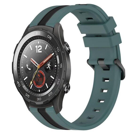 Per Huawei Watch 2 Cinturino in silicone bicolore verticale da 20 mm (verde + nero)