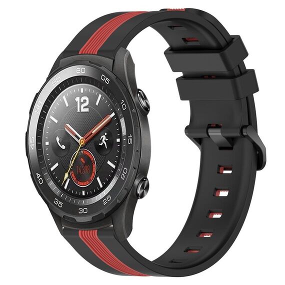 Per Huawei Watch 2 Cinturino in silicone bicolore verticale da 20 mm (nero + rosso)