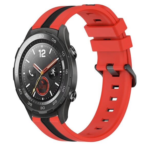 Per Huawei Watch 2 Cinturino in silicone bicolore verticale da 20 mm (rosso + nero)