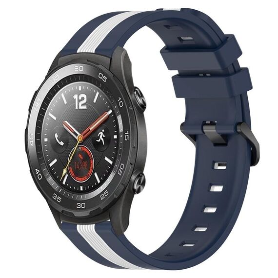 Per Huawei Watch 2 Cinturino in silicone bicolore verticale da 20 mm (blu + bianco)