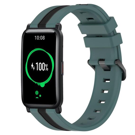 For Honor Watch ES 20mm Cinturino in silicone bicolore verticale (verde + nero)