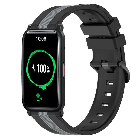 For Honor Watch ES 20mm Cinturino in silicone bicolore verticale (nero + grigio)