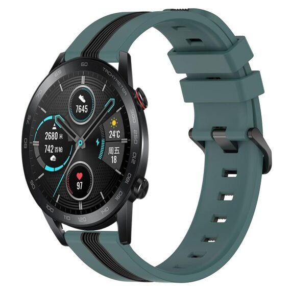 Per Honor Magic Watch2 42mm 20mm Cinturino in silicone bicolore verticale (verde + nero)