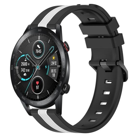Per Honor Magic Watch2 42mm 20mm Cinturino in silicone bicolore verticale (nero + bianco)