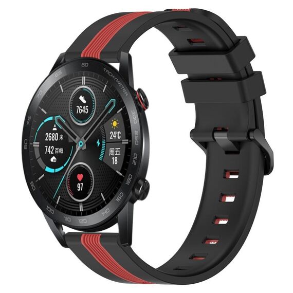 Per Honor Magic Watch2 42mm 20mm Cinturino in silicone bicolore verticale (nero + rosso)