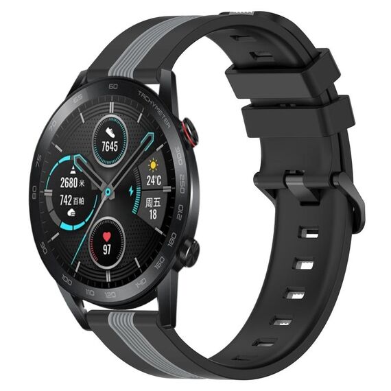 Per Honor Magic Watch2 42mm 20mm Cinturino in silicone bicolore verticale (nero + grigio)