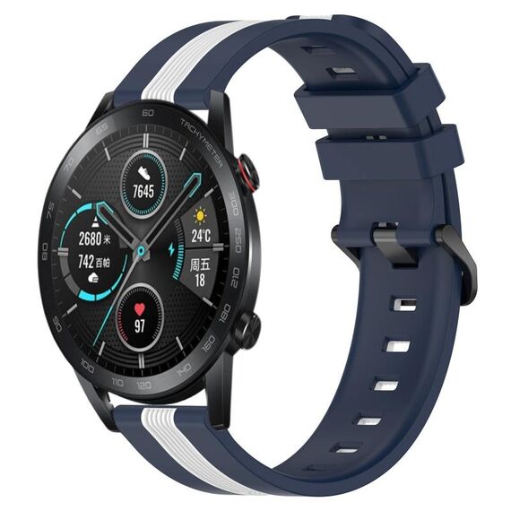 Per Honor Magic Watch2 42mm 20mm Cinturino in silicone bicolore verticale (blu + bianco)