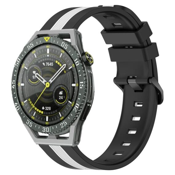 Per Huawei Watch GT 3 SE Cinturino in silicone bicolore verticale da 22 mm (nero + bianco)