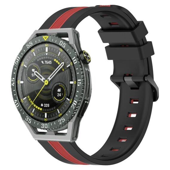 Per Huawei Watch GT 3 SE Cinturino in silicone bicolore verticale da 22 mm (nero + rosso)