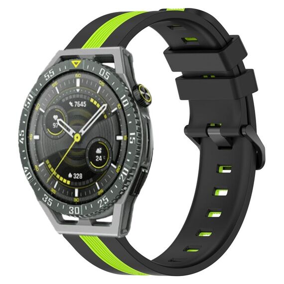 Per Huawei Watch GT 3 SE Cinturino in silicone bicolore verticale da 22 mm (nero + verde lime)