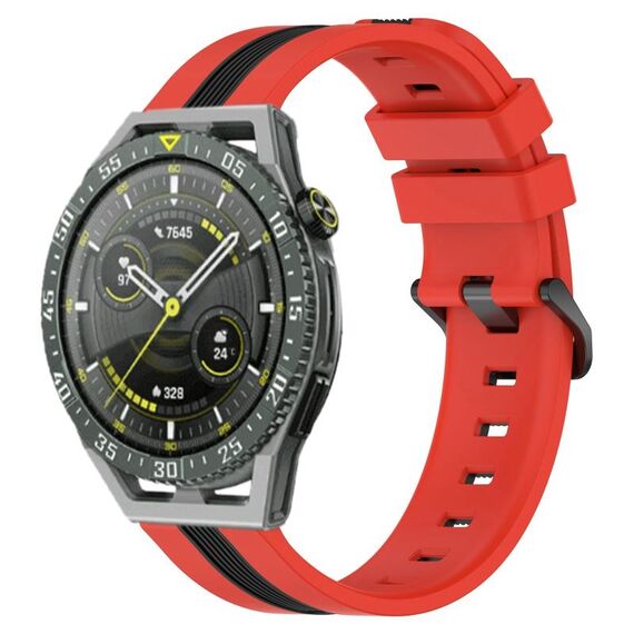 Per Huawei Watch GT 3 SE Cinturino in silicone bicolore verticale da 22 mm (rosso + nero)