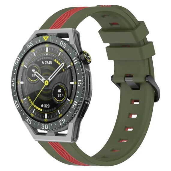 Per Huawei Watch GT 3 SE Cinturino in silicone bicolore verticale da 22 mm (verde militare + rosso)