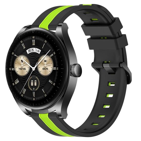 Per Huawei Watch Buds Cinturino in silicone bicolore verticale da 22 mm (nero + verde lime)