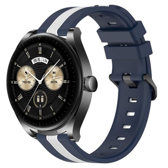 Per Huawei Watch Buds Cinturino in silicone bicolore verticale da 22 mm (blu + bianco)