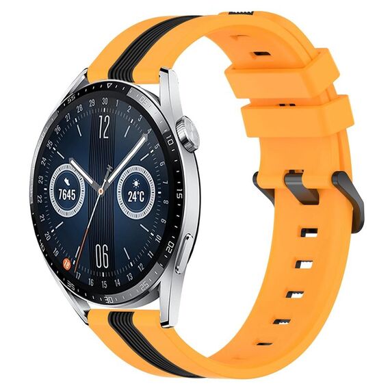 Per Huawei Watch GT3 46mm 22mm Cinturino in silicone bicolore verticale (giallo + nero)