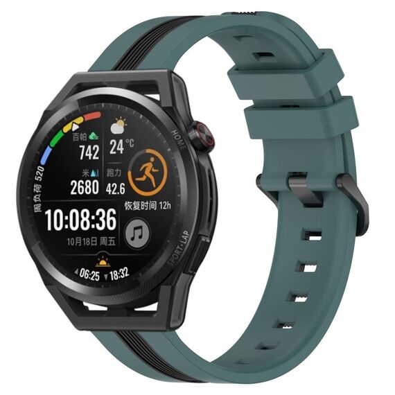 Per Huawei Watch GT Runner 22mm Cinturino in silicone bicolore verticale (verde + nero)