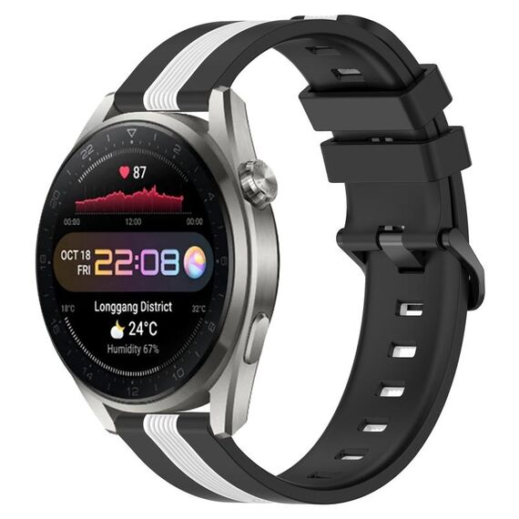 Per Huawei Watch 3 Pro Nuovo cinturino in silicone bicolore verticale da 22 mm (nero + bianco)
