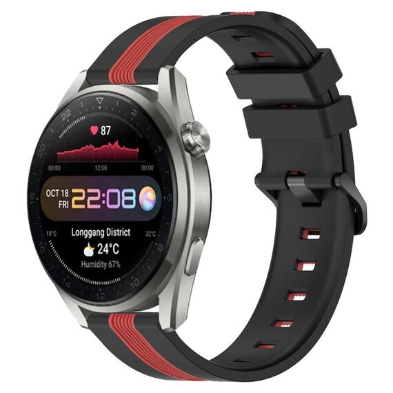 Per Huawei Watch 3 Pro Nuovo cinturino in silicone bicolore verticale da 22 mm (nero + rosso)