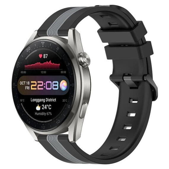 Per Huawei Watch 3 Pro Nuovo cinturino in silicone bicolore verticale da 22 mm (nero + grigio)