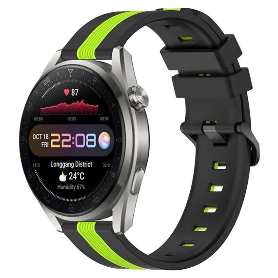 Per Huawei Watch 3 Pro Nuovo cinturino in silicone bicolore verticale da 22 mm (nero + verde lime)