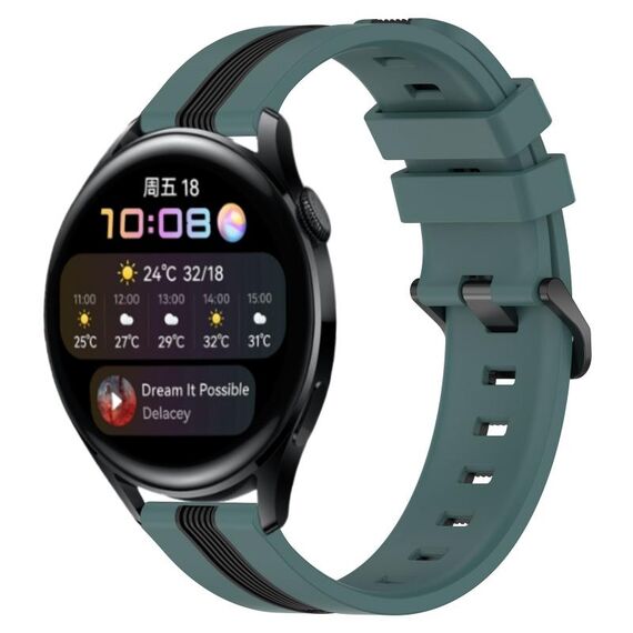 Per Huawei Watch 3 Cinturino in silicone bicolore verticale da 22 mm (verde + nero)