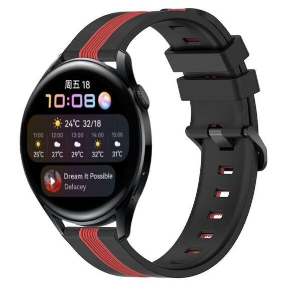 Per Huawei Watch 3 Cinturino in silicone bicolore verticale da 22 mm (nero + rosso)