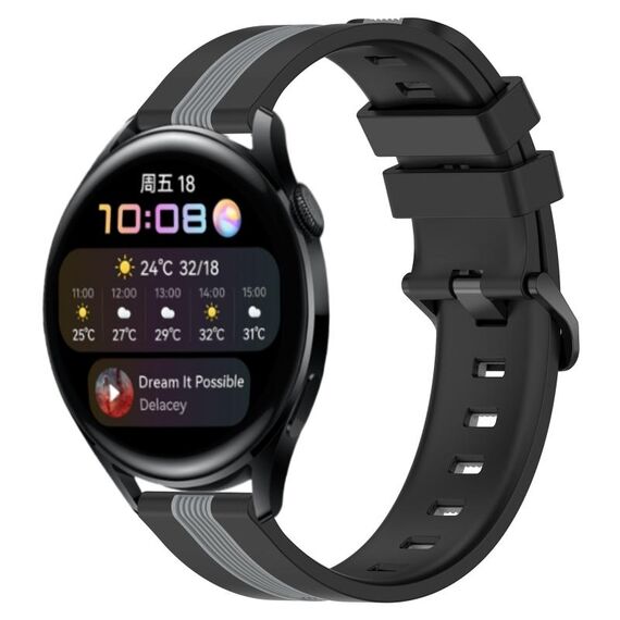 Per Huawei Watch 3 Cinturino in silicone bicolore verticale da 22 mm (nero + grigio)