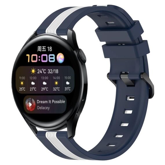 Per Huawei Watch 3 Cinturino in silicone bicolore verticale da 22 mm (blu + bianco)
