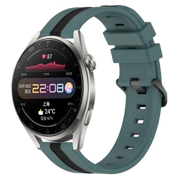 Per Huawei Watch 3 Pro Cinturino in silicone bicolore verticale da 22 mm (verde + nero)