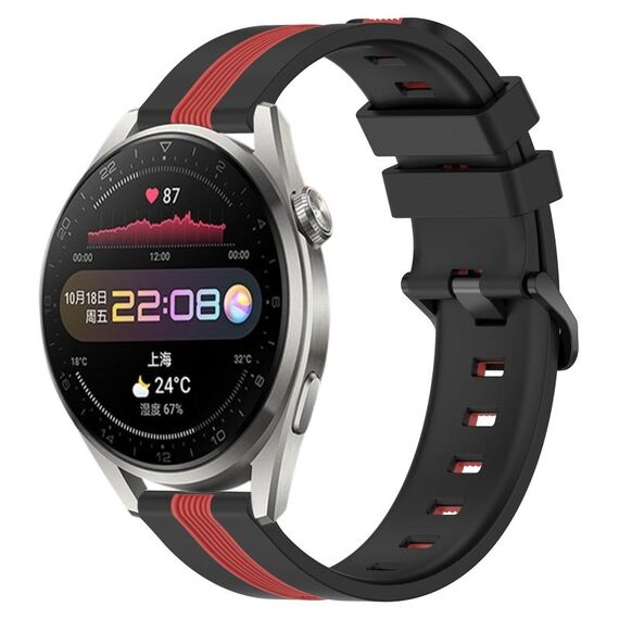 Per Huawei Watch 3 Pro Cinturino in silicone bicolore verticale da 22 mm (nero + rosso)
