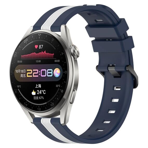 Per Huawei Watch 3 Pro Cinturino in silicone bicolore verticale da 22 mm (blu + bianco)
