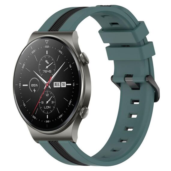 Per cinturino in silicone bicolore verticale da 22 mm Huawei GT2 Pro (verde + nero)