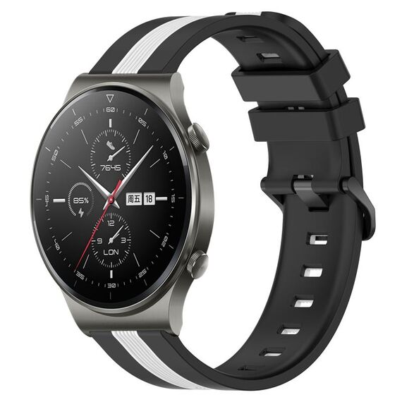 Per cinturino in silicone bicolore verticale da 22 mm Huawei GT2 Pro (nero + bianco)
