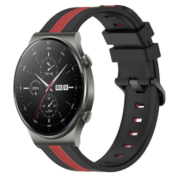 Per cinturino in silicone bicolore verticale da 22 mm Huawei GT2 Pro (nero + rosso)