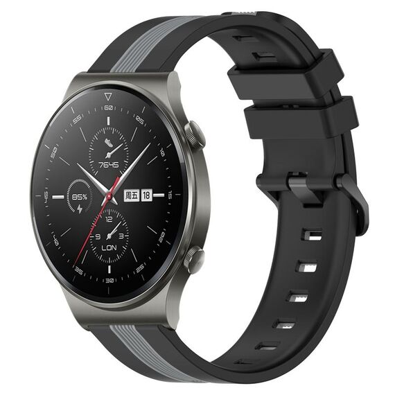 Per cinturino in silicone bicolore verticale da 22 mm Huawei GT2 Pro (nero + grigio)