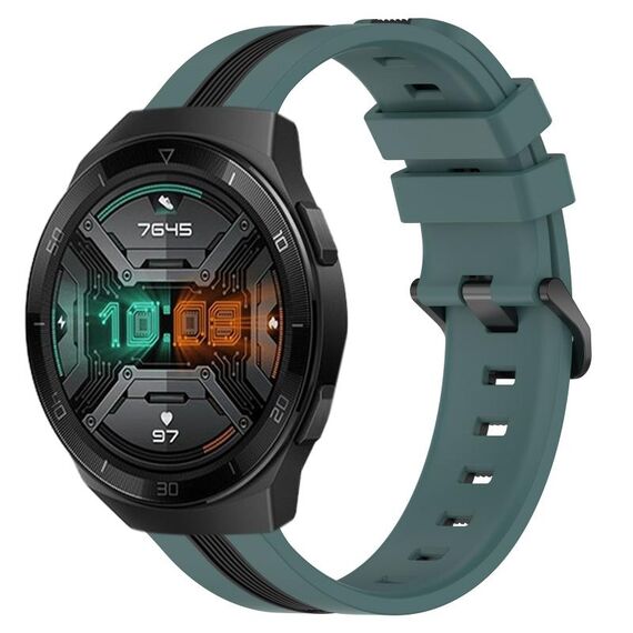 Per Huawei Watch GT 2E 22mm Cinturino in silicone bicolore verticale (verde + nero)