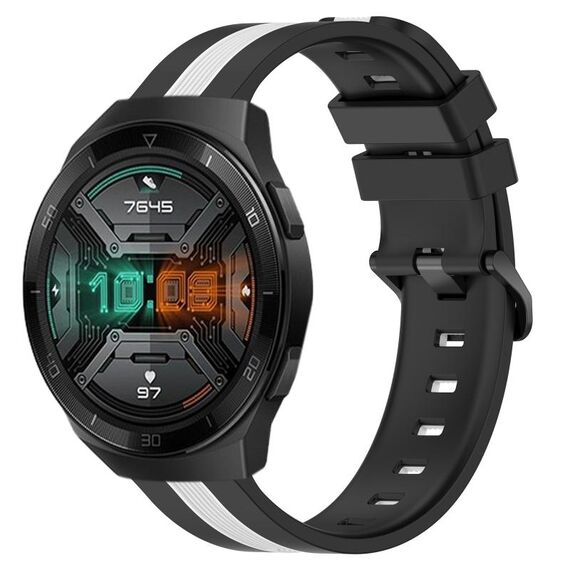 Per Huawei Watch GT 2E 22mm Cinturino in silicone bicolore verticale (nero + bianco)