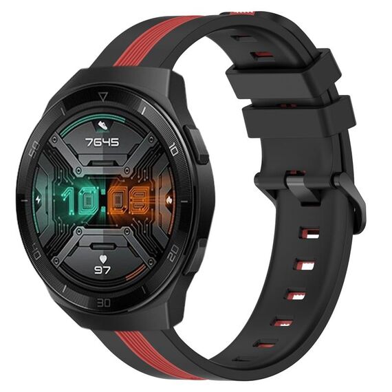 Per Huawei Watch GT 2E 22mm Cinturino in silicone bicolore verticale (nero + rosso)